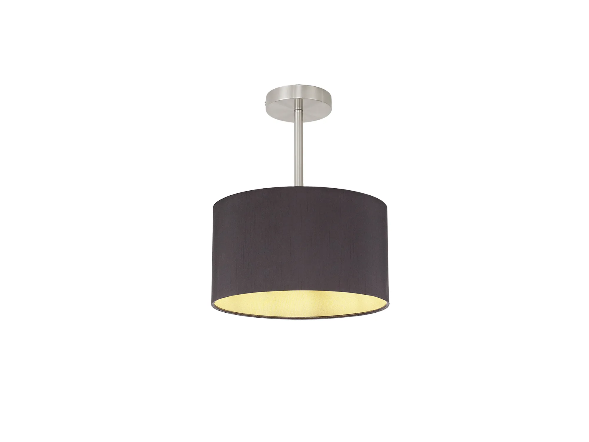DK0243  Baymont 30cm Semi Flush 1 Light Satin Nickel, Midnight Black/Green Olive